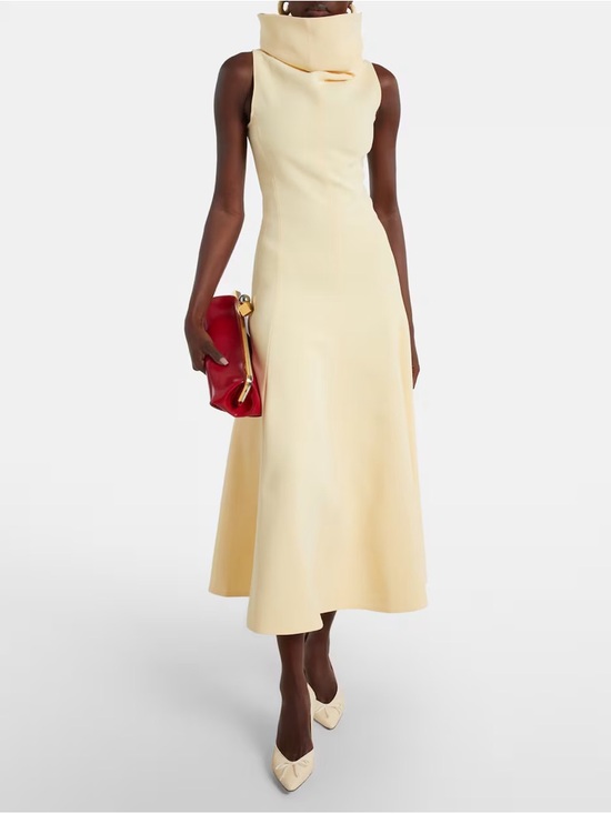 Jacquemus Dresses & Skirts - Jacquemus Pale Yellow Sleeveless High-Collar Midi Dress